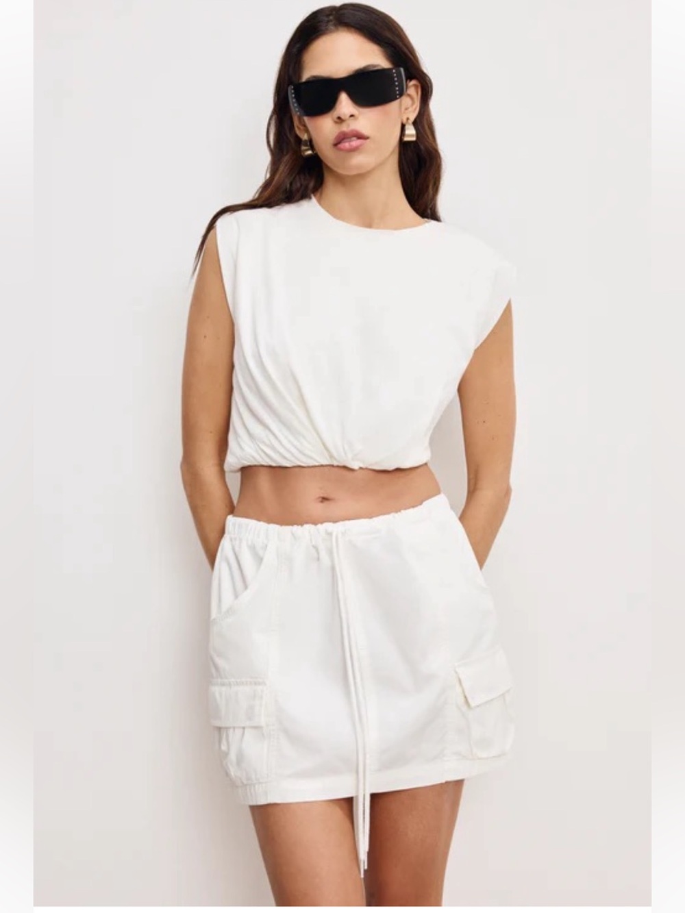 Good American Twill Parachute Mini Skirt Size L